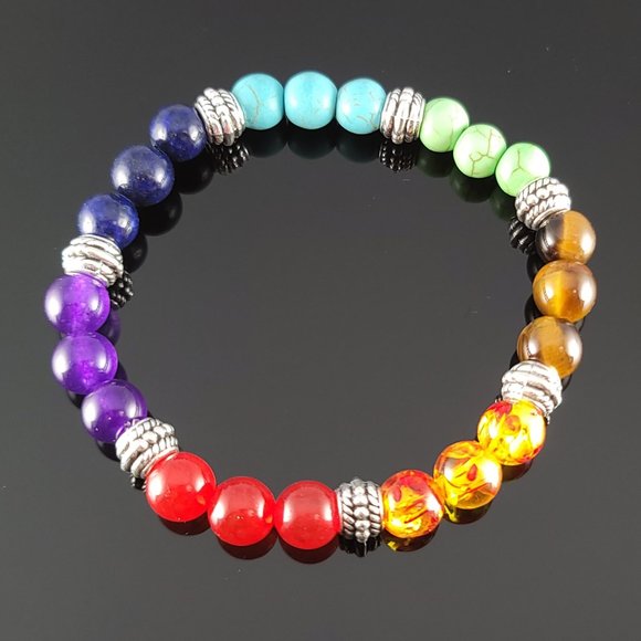 7 Chakra Natural Stone Healing Bead Bracelet - Picture 2 of 3